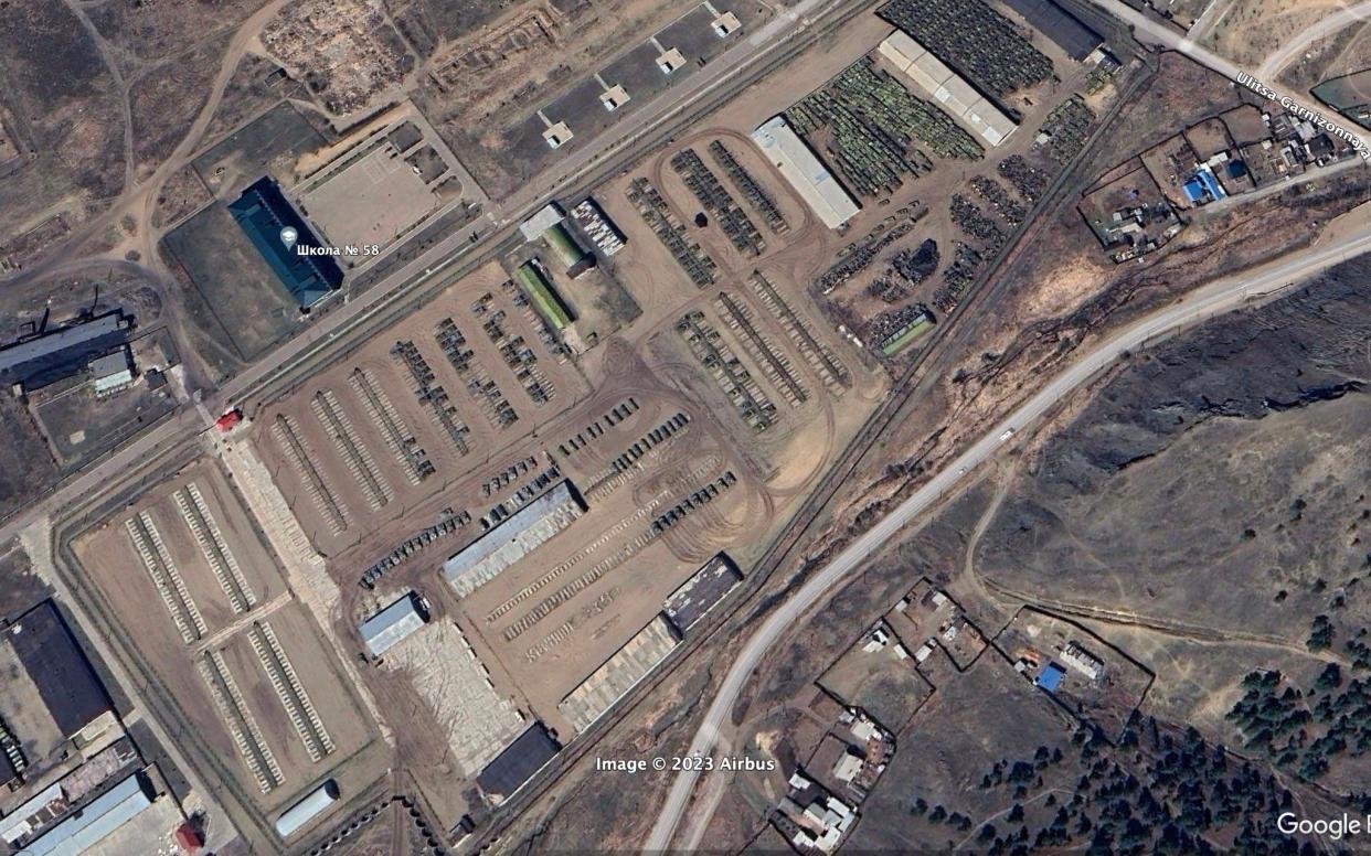 The open-air depot in remote Buryatia, in eastern Siberia, pictured in 2023