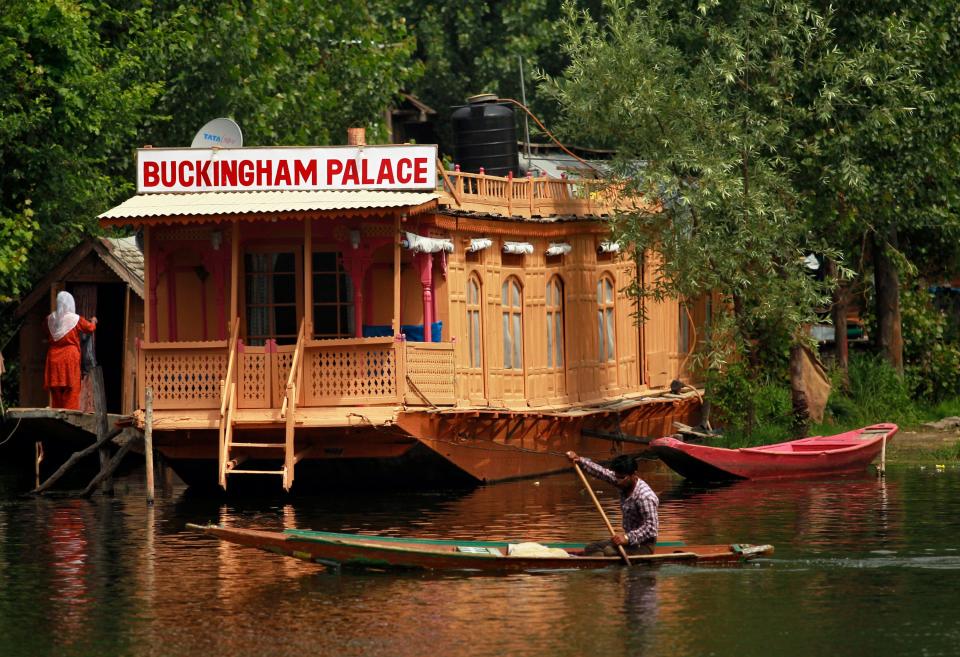 A houseboat named "Buckingham Palace" on Dal Lake in June 2012.