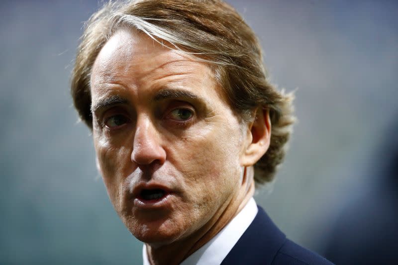 El DT de Italia, Roberto Mancini, tras el partido ante Irlanda del Norte por el Grupo C de la eliminatoria europea rumbo a Qatar, en Windsor Park, Belfast, Irlanda del Norte