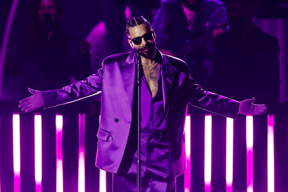 Maluma performs onstage during The 24th Annual Latin Grammy Awards on November 16, 2023 in Seville, Spain.