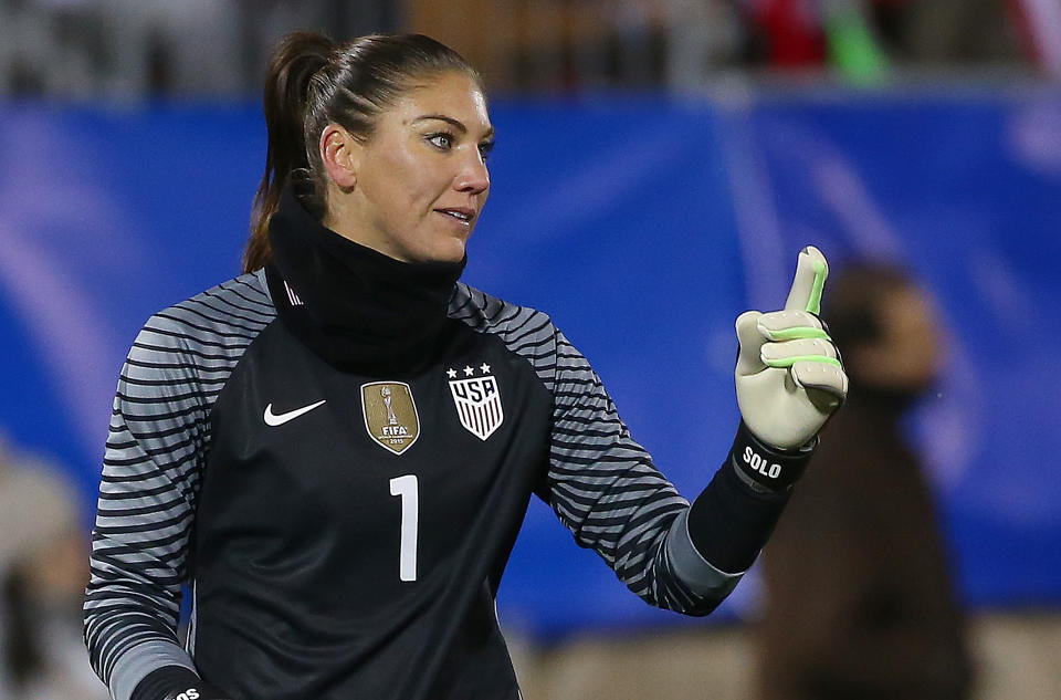 Hope Solo believes that her voice is necessary for the USWNT to win its equal-pay fight. (Getty)