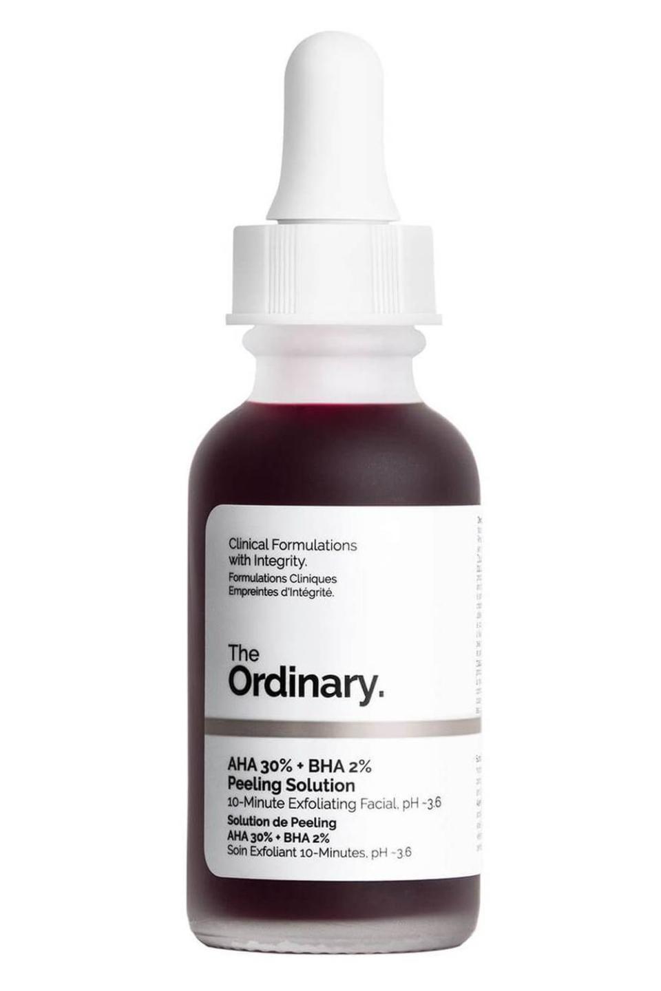 3) The Ordinary AHA 30% + BHA 2% Peeling Solution