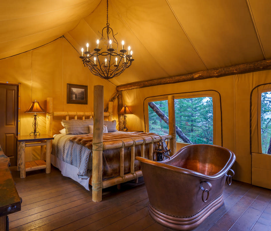 Our luxury tent was equipped with two rooms, air conditioning, and heated stone floors in the bathroom. Under canvas walls, it was as plush as any hotel room in New York or Paris.<p>Stuart Thurlkill</p>