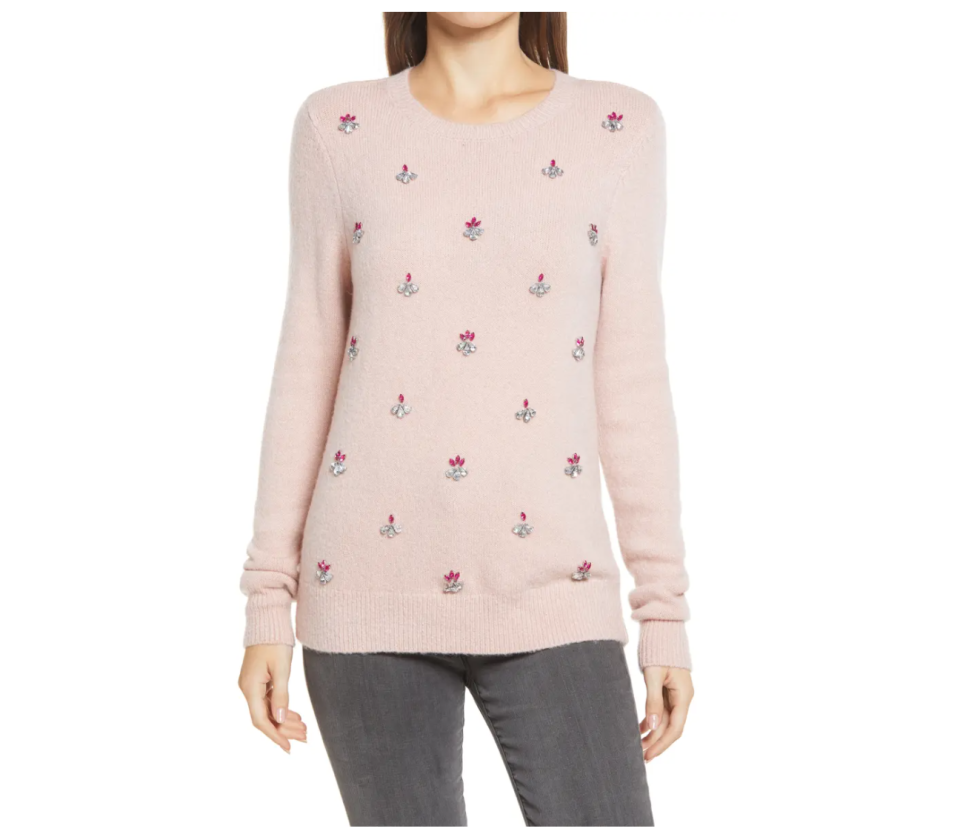 Halogen Embellished Front Sweater. Image via Nordstrom.