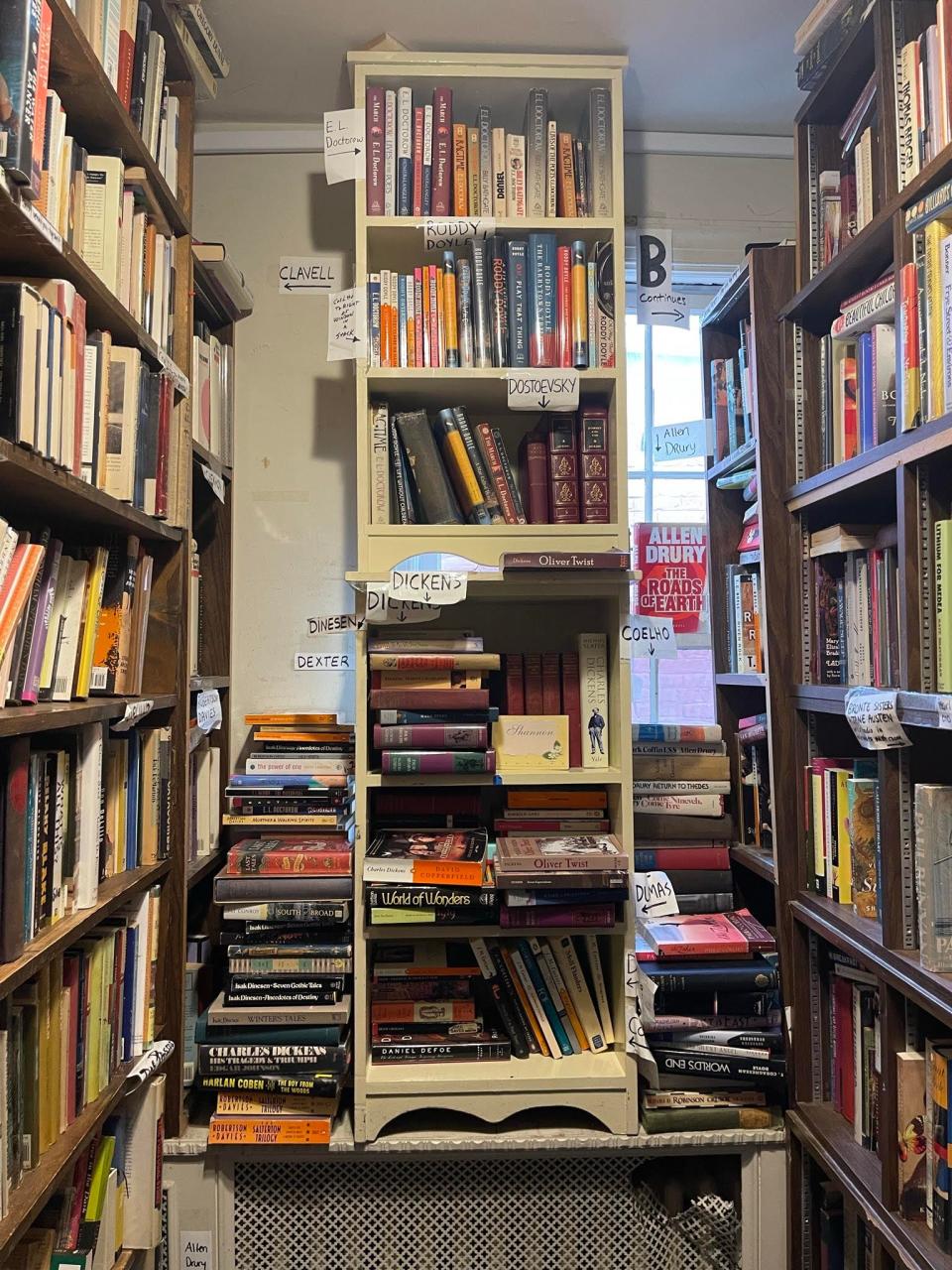 A bookshelf at Capitol Hill Books in Washington DC.
