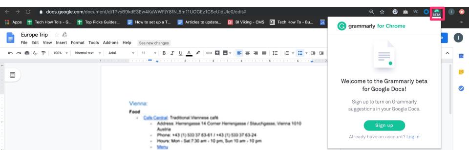 How to use Grammarly on Google Docs