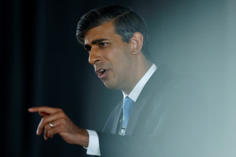 El primer ministro británico, Rishi Sunak, presenta el programa electoral del Partido Conservador el 11 de junio de 2024 en Silverstone (Benjamin Cremel)