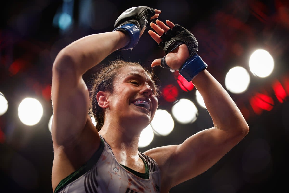 Alexa Grasso celebrates winning the women’s flyweight title (Getty Images)