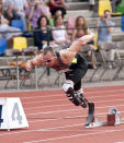 HENGELO, NETHERLANDS - MAY 27:Oscar Pistorius of South Africa competes in the Men's 100 meters Sprint during the FBK Games as part of the IAAF World Challenge at Fanny Blankers-Koen Stadium on May 27, 2012 in Hengelo, Netherlands. (Photo by Helene Wiesenhaan/Getty Images)