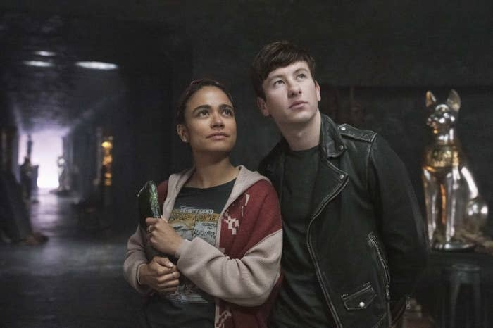 Lauren Ridloff and Barry Keoghan as Makkari and Druig