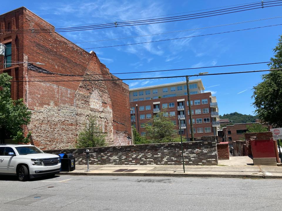 The proposed future site of a pocket park on Church Street in downtown Asheville on July 12, 2023.