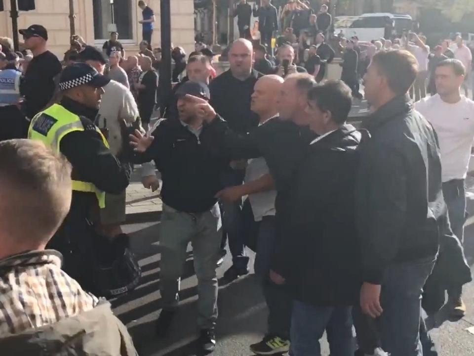 Protesters clash with police during the Democratic Football Lads Alliance march in London in 2020 (PA)