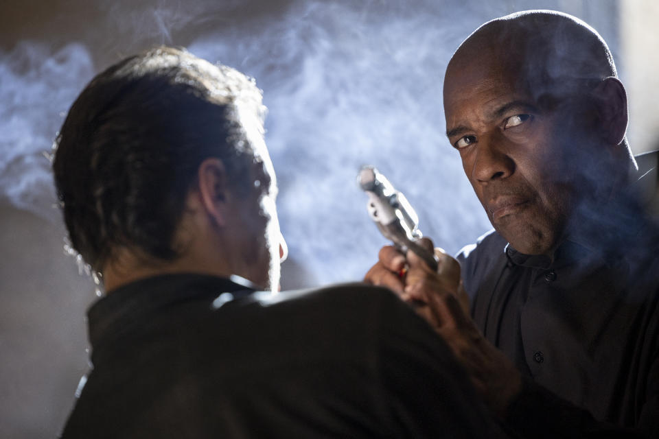 This image released by Sony Pictures Entertainment shows Denzel Washington in a scene from "The Equalizer 3." (Stefano Montesi/Sony Pictures Entertainment via AP)