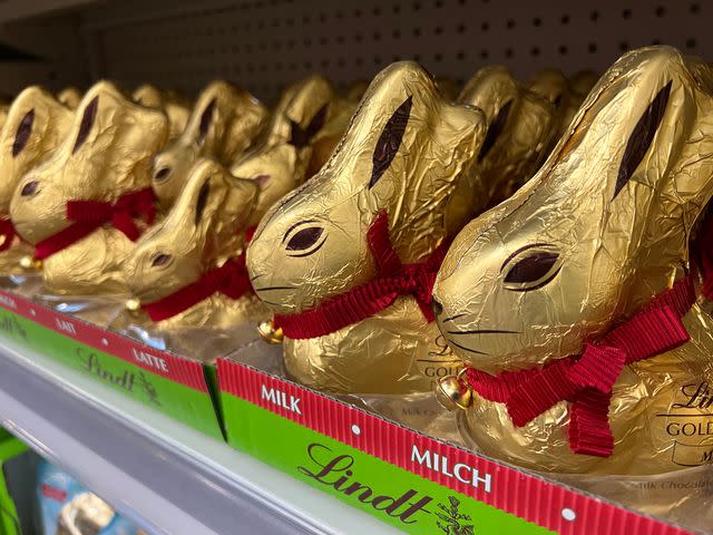 Creative Touch Imaging Ltd./NurPhoto via Getty Easter chocolate bunnies on a shelf.