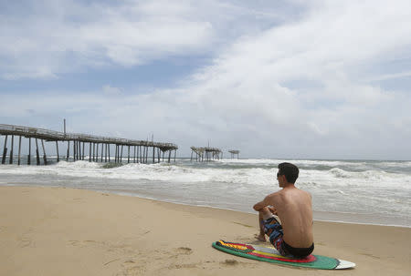 Hunter Dyson of Richmond, Virginia watches the surf on the beach in Frisco, North Carolina July 3, 2014. REUTERS/Chris Keane