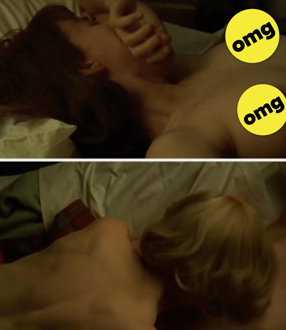 Rooney Mara and Cate Blanchett in a sex scene in "Carol"