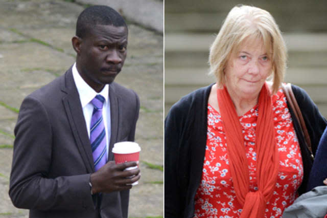 Adewunmi Nusi and victim Suzanne Hardman outside Winchester Crown Court