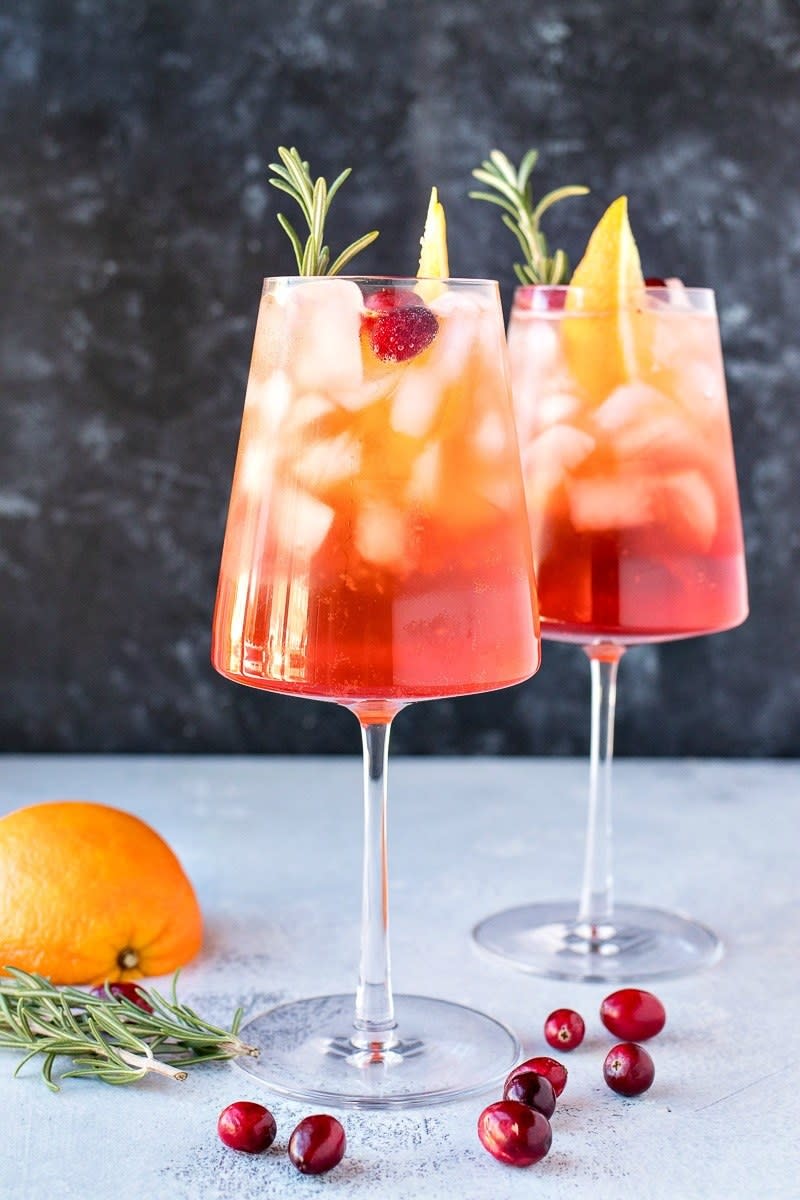 Cranberry orange Aperol spritzes