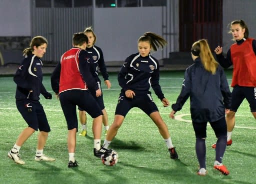 Emina players train in Mostar - in conservative Bosnia, football is still very much seen as a men's game