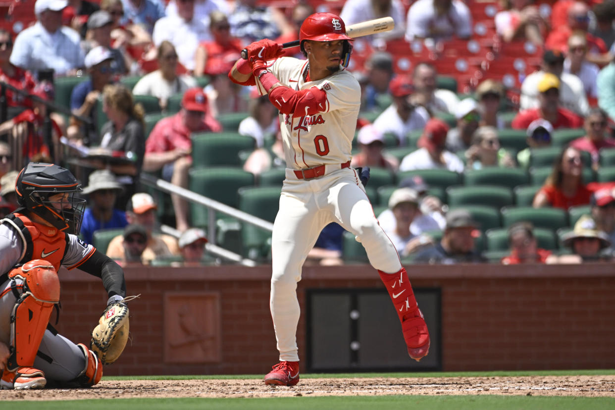 Masyn Winn is a great pickup target for fantasy baseball managers in need of an offensive boost. (AP Photo/Joe Puetz)