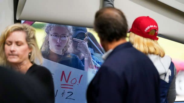 PHOTO: Abortion opponents demonstrate outside of the Michigan Board of State Canvassers hearing in Lansing, Mich. , Aug. 31, 2022. (Carlos Osorio/AP)