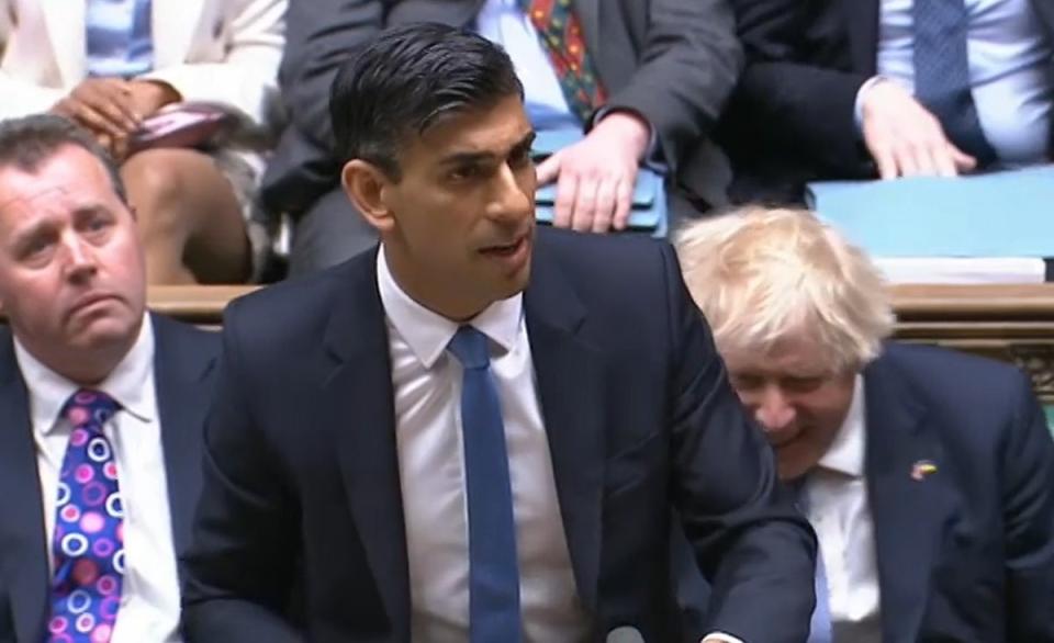 Rishi Sunak announced a new raft of measures to tackle the cost of living crisis on Thursday (House of Commons/PA) (PA Media)