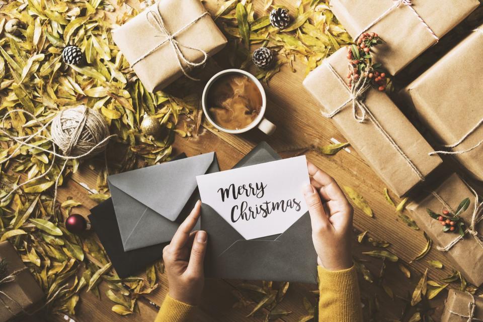 <p>This year has been challenging for everyone, and a heartfelt, handwritten Christmas card is a sentimental way to show people you've been thinking of them. </p><p><a class="link " href="https://go.redirectingat.com?id=74968X1596630&url=https%3A%2F%2Fwww.minted.com%2Fphoto-christmas-cards&sref=https%3A%2F%2Fwww.redbookmag.com%2Flife%2Fg34864266%2Fquarantine-christmas-ideas%2F" rel="nofollow noopener" target="_blank" data-ylk="slk:BROWSE CHRISTMAS CARDS;elm:context_link;itc:0;sec:content-canvas">BROWSE CHRISTMAS CARDS</a></p>