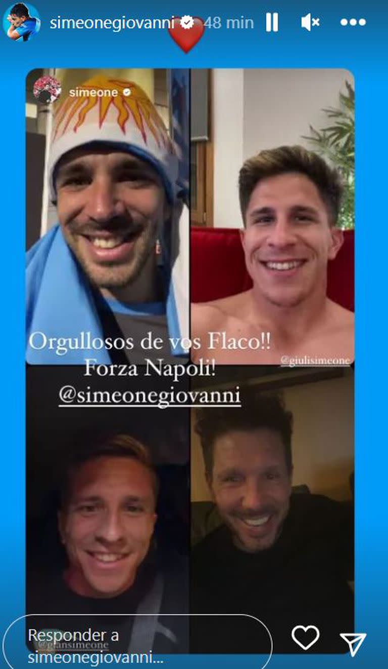 Diego Simeone se sumó a los festejos y celebró junto a sus hijos la conquista de Giovanni