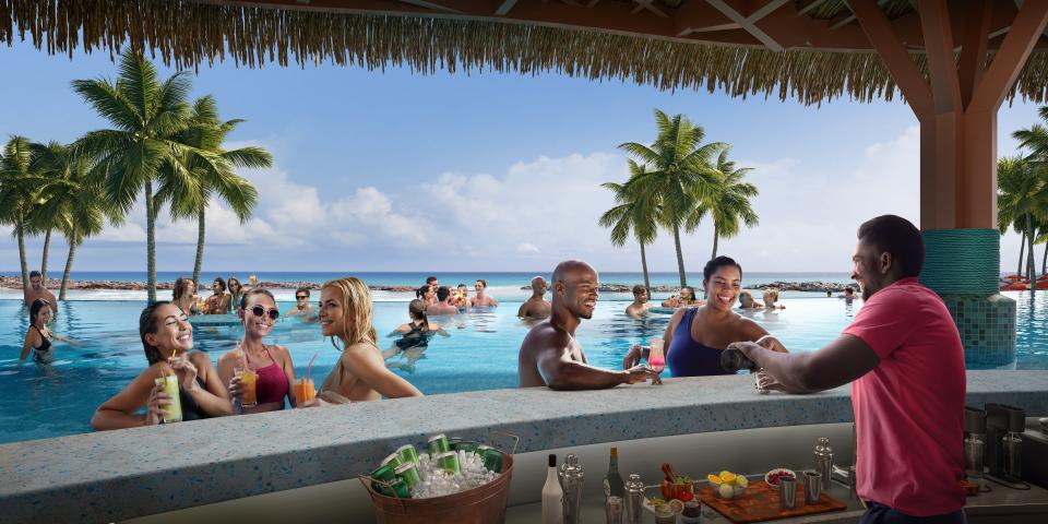 A rendering of a bar at Hideaway Beach