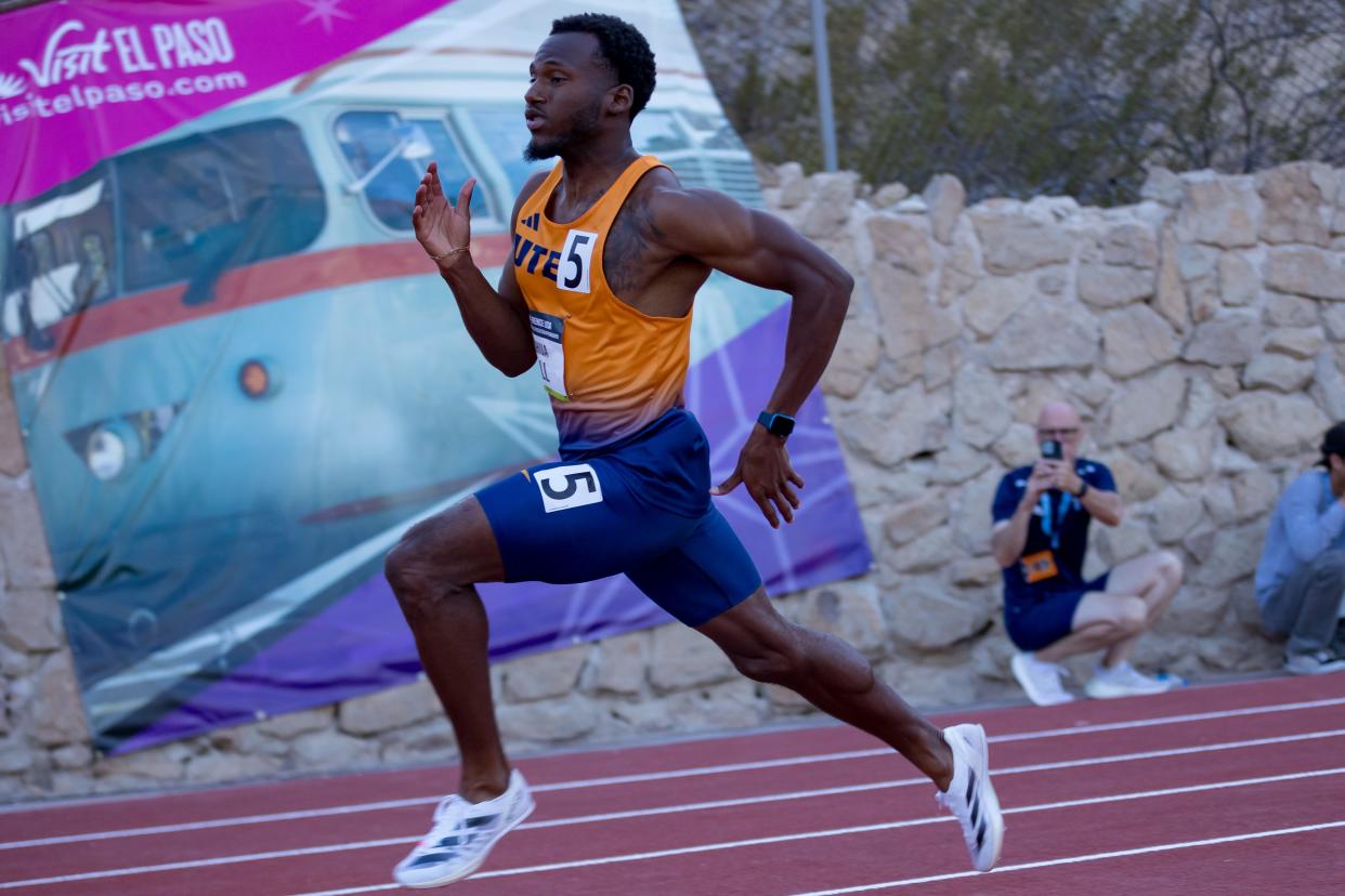UTEP's Joshua Hill competes in the men's 400 meter dash at the Conference USA track and field championships at the Kidd Field at UTEP on Friday, May 10, 2024.