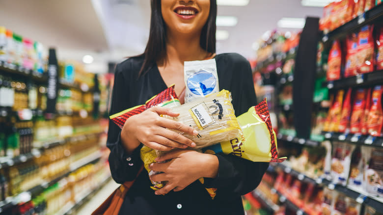 Woman carrying groceries