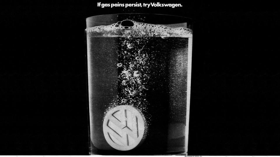 magazine advertisement for 1974 volkswagens