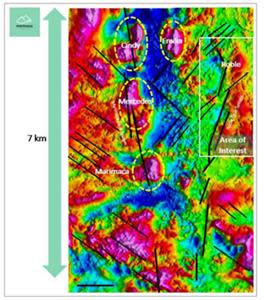 Roble target area of interest relative to the MOD and other targets