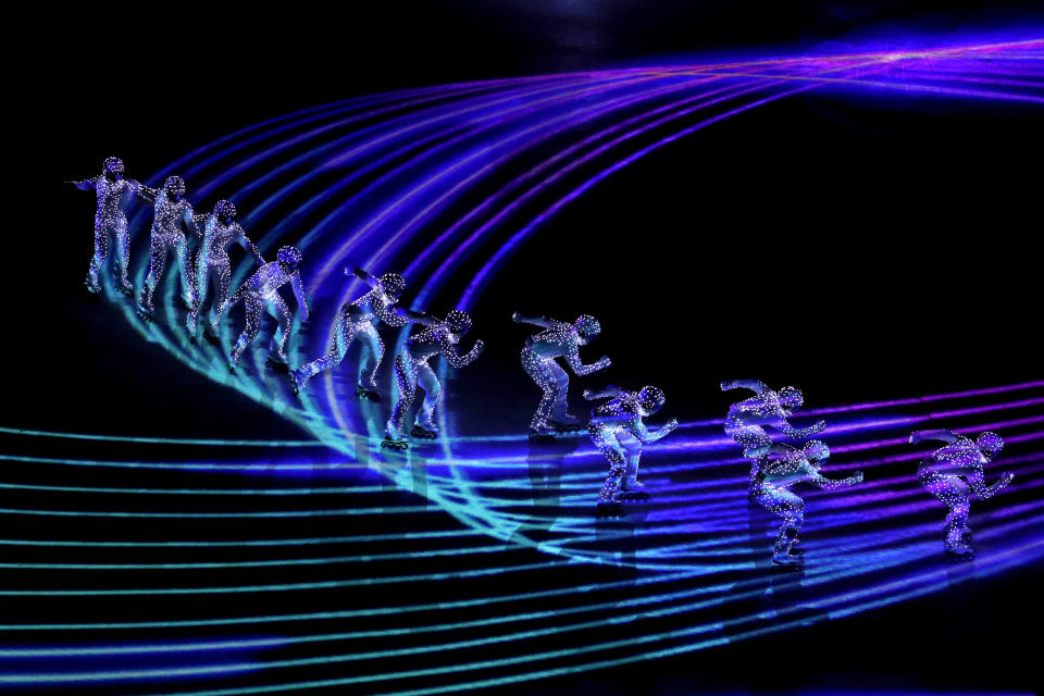 <p>Dancers perform during the closing ceremony of the 2018 Winter Olympics in Pyeongchang, South Korea, Sunday, Feb. 25, 2018. (AP Photo/Charlie Riedel) </p>