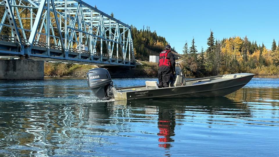 RCMP are searching for a missing man after the pickup truck he was in slid into the Yukon River next to the Lewes River Bridge. 