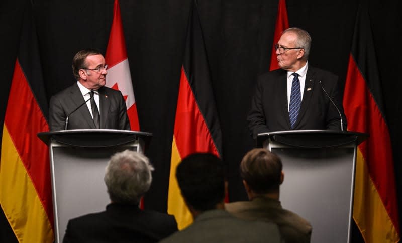 Boris Pistorius (L), German Minister of Defence and Canadian Minister of Defence Bill Blair, hold a joint press conference following their meeting in Ottawa. Britta Pedersen/dpa