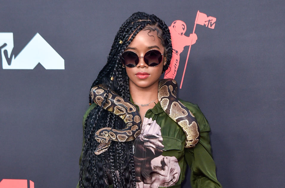 Not one, but two, people arrived at the MTV VMas with live snakes. [Photo: Getty]