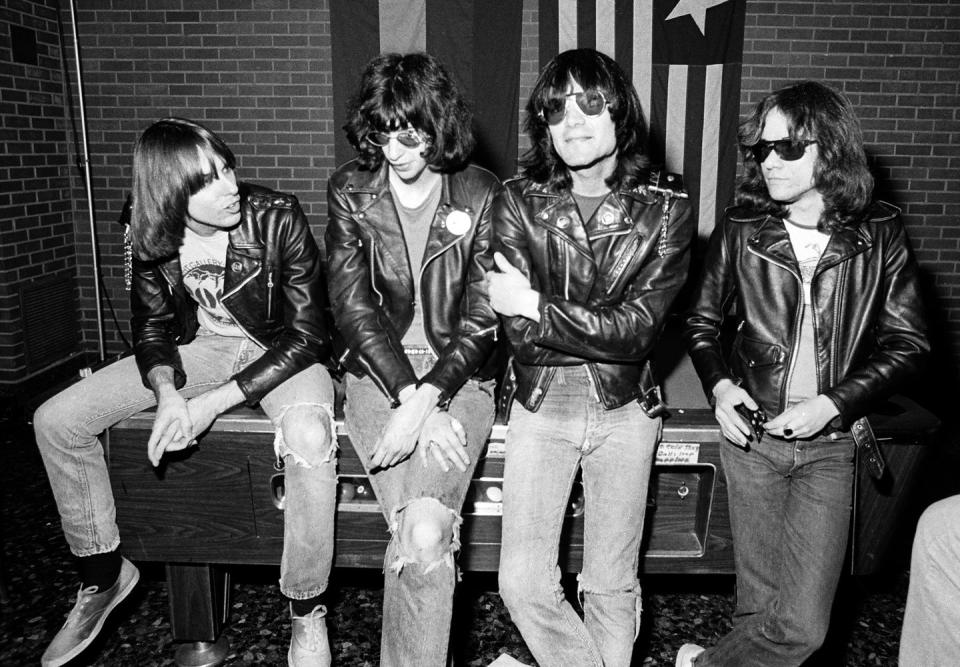 <p>The Ramones pose backstage at the Old Waldorf club in January 1978 in San Francisco, California.</p>