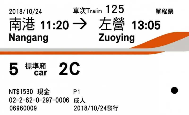 ▲高鐵車票上的「車次編碼」有資訊規則，沒有千位數字表示為是定期車，而百位數字開頭「1」表示是直達車！（圖/高鐵提供）