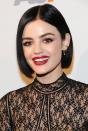 <p>Now <em>this</em> is how you do vamp beauty. The <em>Pretty Little Liars</em> actress’s short bob is super sleek and shiny, and we love how she brought a bit of that brick-red lip color up to her eyes with a sheer wash of pigment. (Photo: Getty Images) </p>