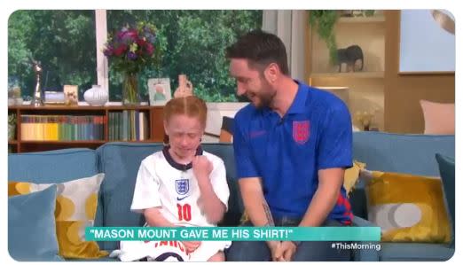 10-year-old Belle McNally broke down in tears as her idol Mason Mount said her emotional reaction 'made his night' (ITV/This Morning)