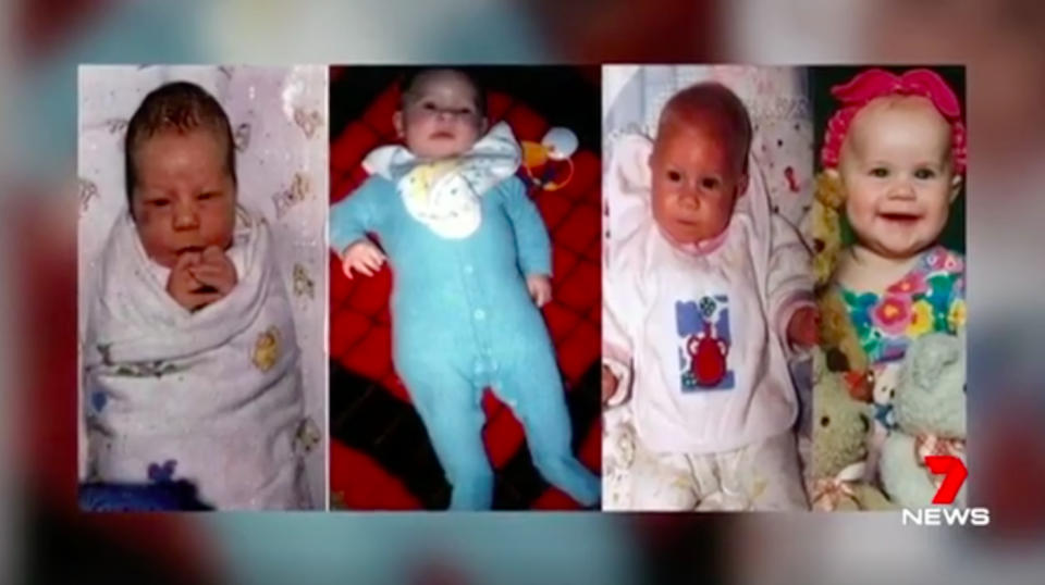 Patrick, Laura, Sarah and Caleb Folbigg all died before they turned two. Source: 7 News