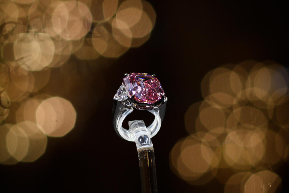 Pink Legacy diamond recently sold at auction for a whopping $50m USD. Photo: Getty