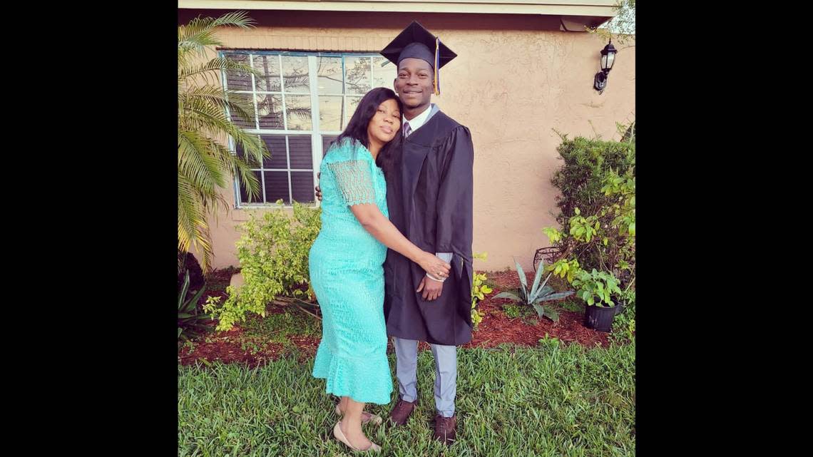 Peniel Janvier is pictured with his mother, Nicole Mathurin.