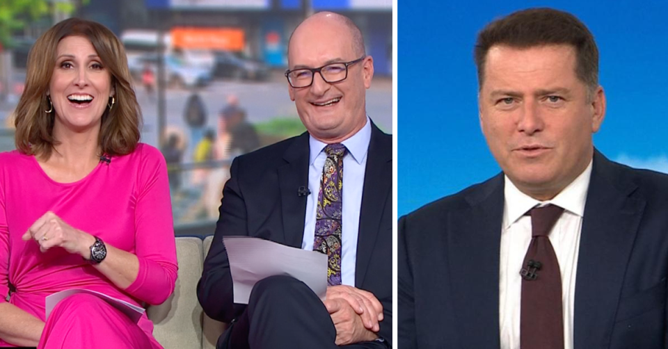 Sunrise hosts Nat Barr and David ‘Kochie’ Koch and Today's Karl Stefanovic.