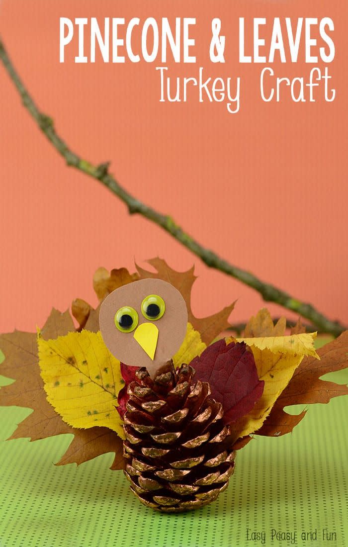 <p>Here's a craft for the nature lovers among you! With just a pinecone plucked from your own backyard, plus a smattering of fall leaves, you're halfway to this adorable makeshift turkey.</p><p><strong>Get the tutorial at <a href="https://www.easypeasyandfun.com/pinecone-turkey-craft/" rel="nofollow noopener" target="_blank" data-ylk="slk:Easy Peasy and Fun;elm:context_link;itc:0;sec:content-canvas" class="link ">Easy Peasy and Fun</a>.</strong></p><p><strong><a class="link " href="https://www.amazon.com/Pinecones-Bulk-Crafts-Natural-Unscented/dp/B07JQQVMV7?tag=syn-yahoo-20&ascsubtag=%5Bartid%7C10050.g.28638625%5Bsrc%7Cyahoo-us" rel="nofollow noopener" target="_blank" data-ylk="slk:SHOP PINECONES;elm:context_link;itc:0;sec:content-canvas">SHOP PINECONES</a><br></strong></p>