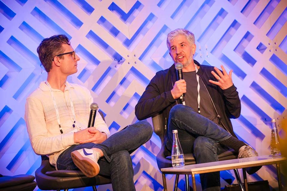 Viral Nation’s Stephen Pearlstein and Steve Raizes of Paramount Global during the “Podcasting’s Role in the Path to Streaming Profitability” fireside chat.