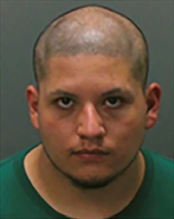 This booking photo released by the Corona, Calif., Police Department shows 20-year-old Joseph Jimenez, who was arrested Tuesday, July 27, 2021, in connection with a shooting that killed an 18-year-old woman and seriously wounded a 19-year-old social media influencer as they watched “The Forever Purge” at a Southern California movie theater. He is being held on $2 million bail.   (Corona Police Department via AP)