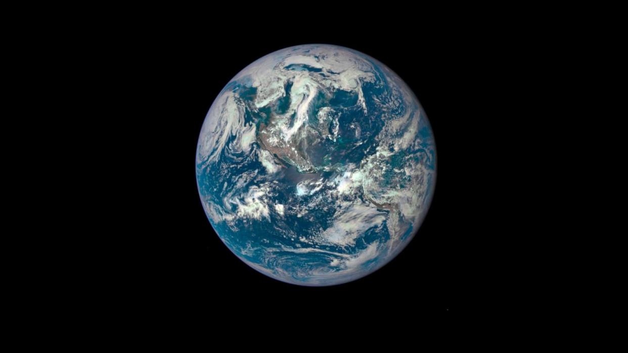 PHOTO: Earth as seen on July 6, 2015 from a distance of one million miles by a NASA scientific camera aboard the Deep Space Climate Observatory spacecraft.  (NASA)