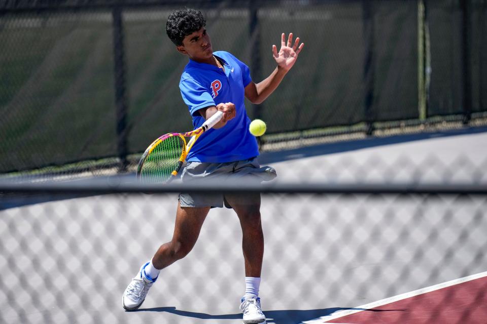Olentangy Orange’s Nikhil Bhimireddy competes in the OHSAA individual state tournament Friday at Ohio State.